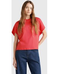 Benetton - Benetton, T-Shirt Mit Kimonoärmeln, Ziegelrot - Lyst