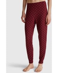 Benetton - Benetton, Pantalón Rojo Con Estampado De Lunares, Talla, Burdeos, Mujer - Lyst