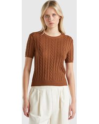 Benetton - Benetton, Flowy Sweater With Short Sleeves - Lyst