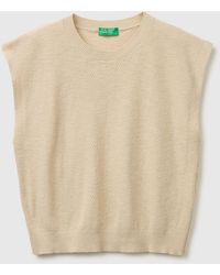 Benetton - Benetton, Sleeveless Linen Blend Sweater - Lyst