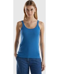 Benetton - Blue Tank Top In Pure Cotton - Lyst