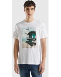 Benetton - T-shirt With Print In Organic Cotton - Lyst