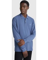 Benetton - Benetton, Polo En Coton À Manches Longues, Taille, Bleu Horizon, Homme - Lyst