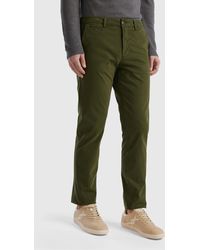 Benetton - Olive Green Slim Fit Chinos - Lyst