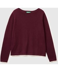 Benetton - Benetton, 100% Merino Wool Boat Neck Sweater - Lyst