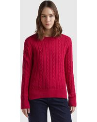 Benetton - Cable Knit Sweater 100% Cotton - Lyst