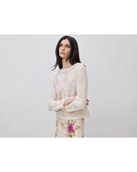 Benetton - Benetton, Openwork Sweater With Flowers - Lyst