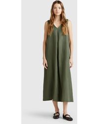 Benetton - Benetton, Ärmelloses Kleid Aus Reinem Leinen, Militärgrün - Lyst