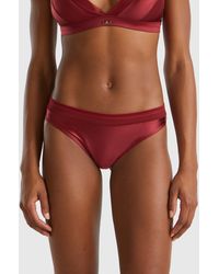 Benetton - Benetton, Slip Brésilien En Tissu Satiné, , Bordeaux, Femme - Lyst