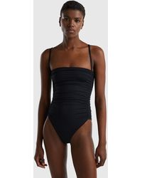 Benetton - One-piece Swimsuit In Econyl® With Draping - Lyst