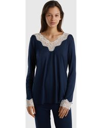 Benetton - Top With Lace Detail - Lyst