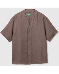 Benetton - Benetton, Pure Linen V-Neck Shirt - Lyst