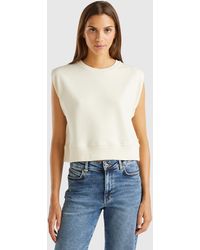 Benetton - Benetton, Cropped Sweat Fabric Vest, , Creamy - Lyst