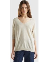 Benetton - Sweater In Linen And Cotton Blend - Lyst