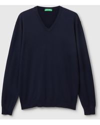 Benetton - Benetton, Pure Cotton Sweater With V-Neck - Lyst