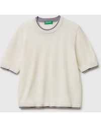Benetton - Benetton, 100% Merino Wool Short-Sleeved Shirt - Lyst
