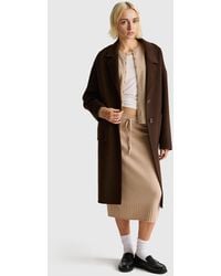 Benetton - Benetton, Abrigo Midi De Mezcla De Lana, Talla, Marrón Oscuro, Mujer - Lyst