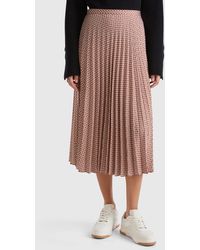 Benetton - Benetton, Pleated Skirt With Geometric Pattern - Lyst