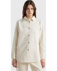 Benetton - Oversized Shirt With Floral Embroidery - Lyst