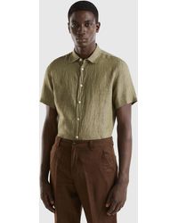 Benetton - 100% Linen Short Sleeve Shirt - Lyst