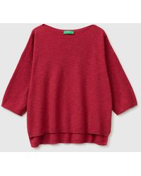 Benetton - Benetton, Boxy Fit Linen Blend Sweater - Lyst