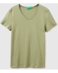 Benetton - Benetton, Slim Fit T-Shirt With V-Neck - Lyst
