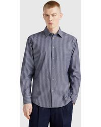 Benetton - Benetton, Camicia A Righe Regular Fit, Blu, Uomo - Lyst