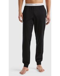 Benetton - Trousers With Elastic Logo - Lyst