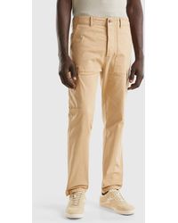Benetton - Stretch Cotton Cargo Trousers - Lyst