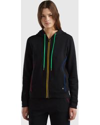 Benetton - 100% Cotton Sweatshirt With Zip And Hood - Lyst