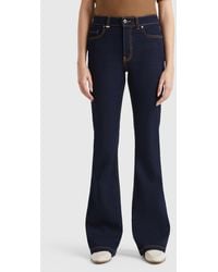 Benetton - Benetton, Vaqueros Acampanados En Mezcla De Algodón, Azul Oscuro, Mujer - Lyst