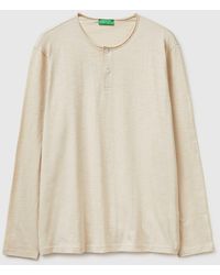 Benetton - Benetton, T-Shirt With Henley Neck - Lyst