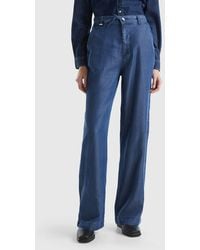 Benetton - Wide Trousers In Sustainable Viscose - Lyst