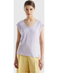 Benetton - Wide Neck T-shirt In Pure Linen - Lyst