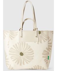 Benetton - Benetton, Bolso Tote Blanco Con Estampado De Flores, Blanco Crema, Mujer - Lyst