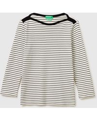 Benetton - Benetton, Striped T-Shirt With Boat Neck - Lyst