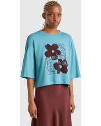 Benetton - Benetton, T-Shirt With Floral Print - Lyst