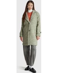 Benetton - Benetton, Mantel Aus Wollmischung, Größe, Militärgrün, Damen - Lyst
