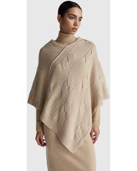 Benetton - Benetton, Capa Con Estampado De Rombos En Cachemira Pura, Talla, Mujer - Lyst