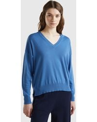Benetton - V-neck Sweater In Modal® Blend - Lyst