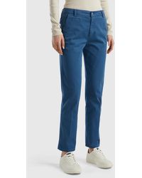 Benetton - Air Force Blue Slim Fit Cotton Chinos - Lyst