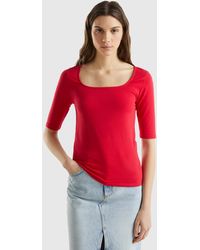 Benetton - Fitted Stretch Cotton T-shirt - Lyst
