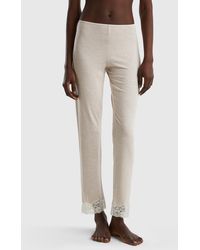 Benetton - Trousers With Lace Details - Lyst