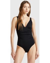 Benetton - Benetton, Bañador De Una Pieza Con Escote En Pico, Negro, Mujer - Lyst