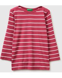Benetton - Benetton, Striped T-Shirt With Boat Neck - Lyst