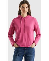 Benetton - Pink Cashmere Blend Sweater With Hood - Lyst