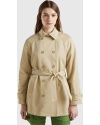Benetton - Double-breasted Short Trench Coat - Lyst