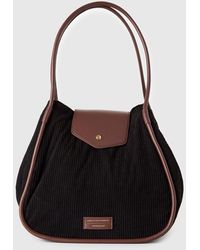 Benetton - Benetton, Bolso De Mano De Terciopelo, Talla, Negro, Mujer - Lyst
