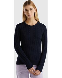 Benetton - Cable Knit Sweater 100% Cotton - Lyst