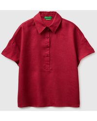 Benetton - Benetton, 100% Linen Short-Sleeved Blouse - Lyst